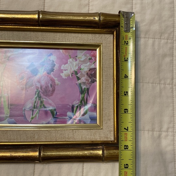 Vintage Gilded Bamboo Picture Frame with fabric matting - Picture 11 of 11